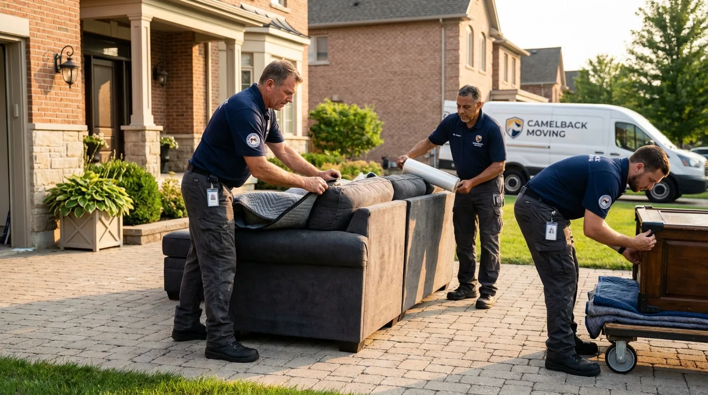Large estate moving crew wrapping furniture in Hope Mills, NC