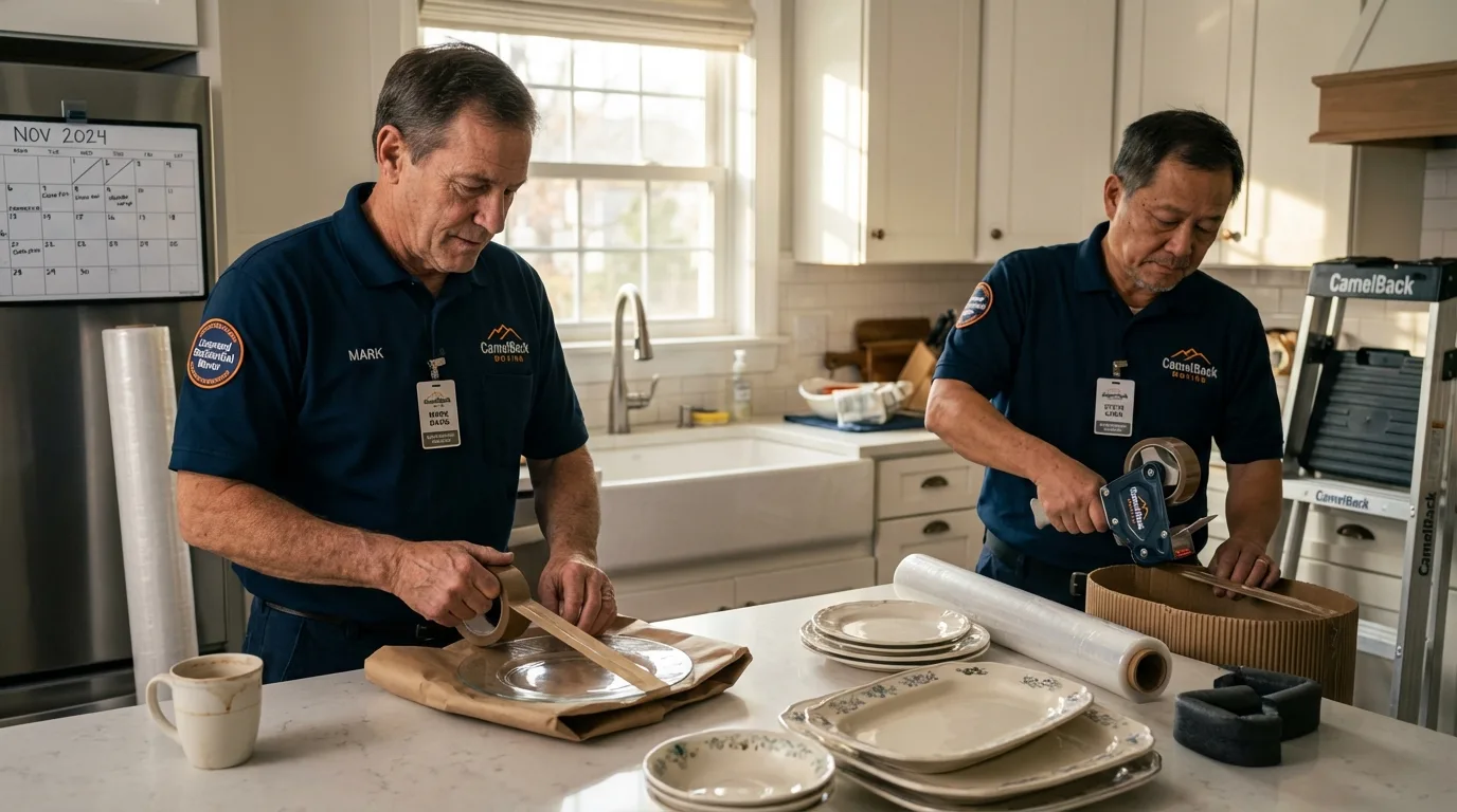 Professional crew packing kitchen dishware in Hope Mills, NC