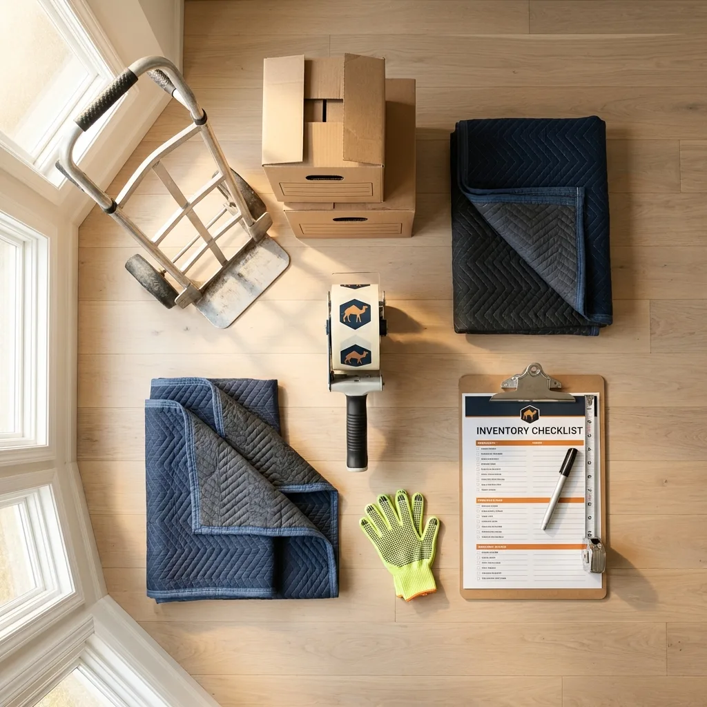 Professional moving supplies and packing materials layout for Hope Mills residential relocations